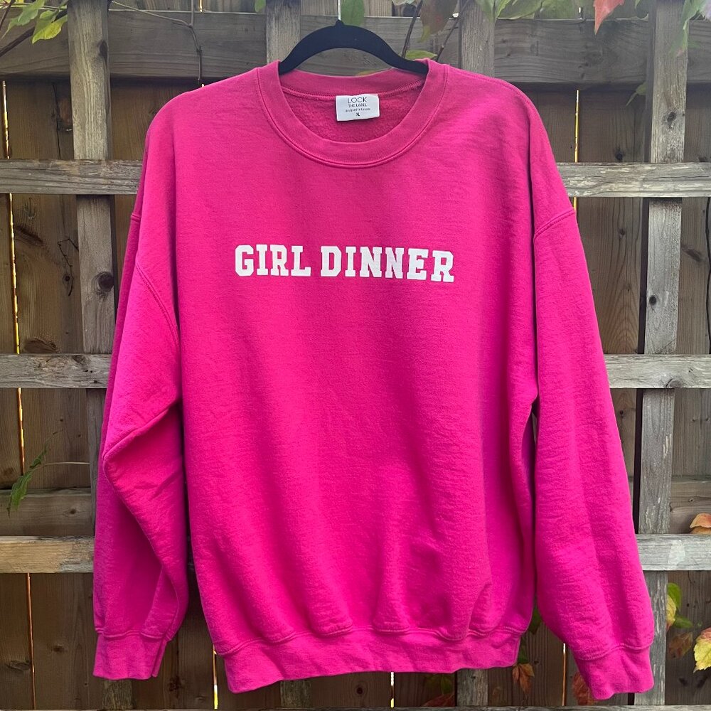 Girl Dinner Sweatshirt Crewneck Size XL Cozy Funny Trendy Gift